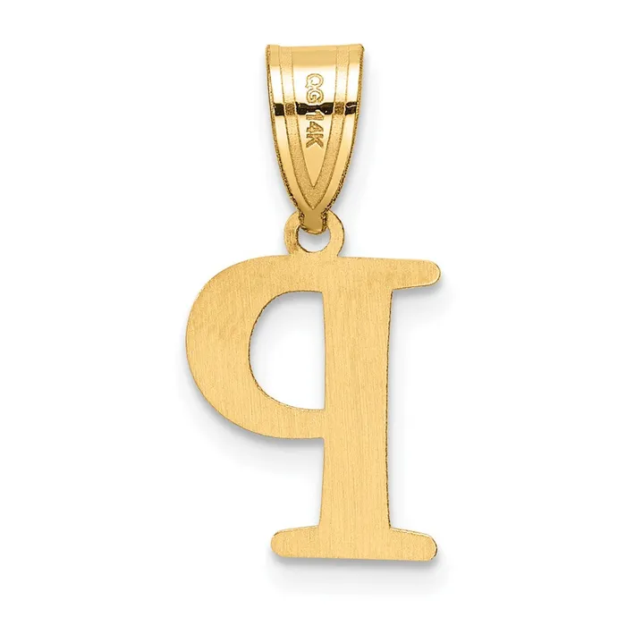 14k Yellow Gold Polished Etched Letter P Initial Pendant TreasureFineJewelers Necklaces