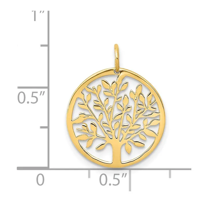 14k Yellow Gold Round Tree Pendant TreasureFineJewelers Necklaces