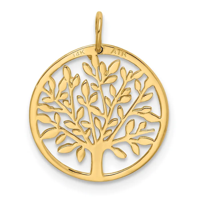 14k Yellow Gold Round Tree Pendant TreasureFineJewelers Necklaces