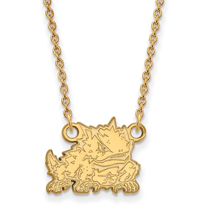 14K Yellow Gold Texas Christian University Small Pendant with Necklace TreasureFineJewelers Necklaces 14K Yellow Gold Texas Christian University Small Pendant with Necklace TreasureFineJewelers Necklaces