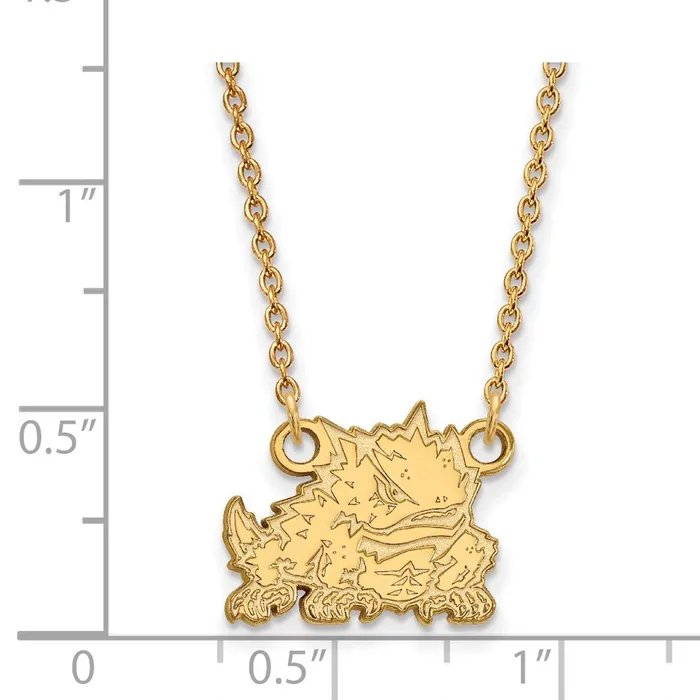 14K Yellow Gold Texas Christian University Small Pendant with Necklace TreasureFineJewelers Necklaces