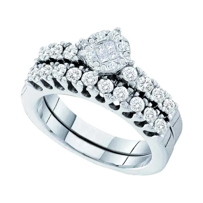 14kt white gold womens princess round diamond soleil bridal wedding engagement ring band set 78 cttw46315 North Arrow Shop Rings