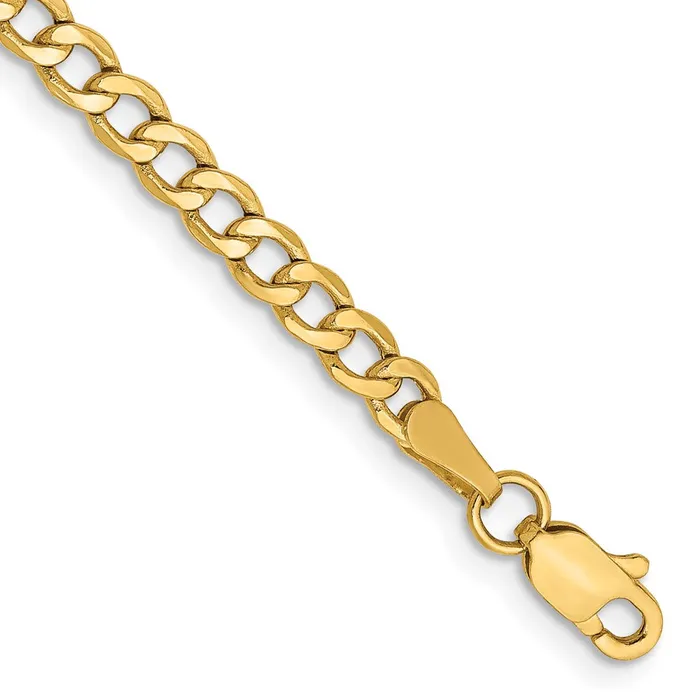 Bracelets TreasureFineJewelers 14K 7 inch 335mm SemiSolid Curb with Lobster Clasp Bracelet