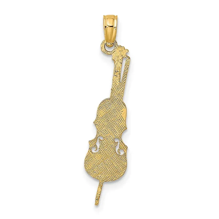 Charm Necklaces 14K Polished Engraved Upright Bass Charm TreasureFineJewelers