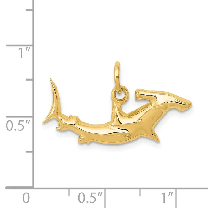 Charm Necklaces TreasureFineJewelers 14k Hammerhead Shark Charm