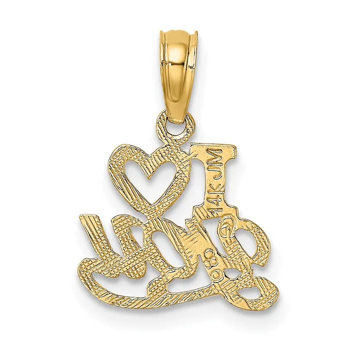 Charm Necklaces TreasureFineJewelers 14K Polished and Textured I HEART YOU Charm