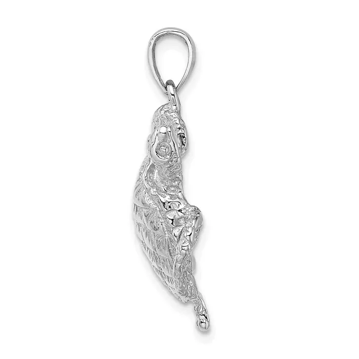 Charm Necklaces TreasureFineJewelers 14K White Gold Textured Sea Turtle Charm