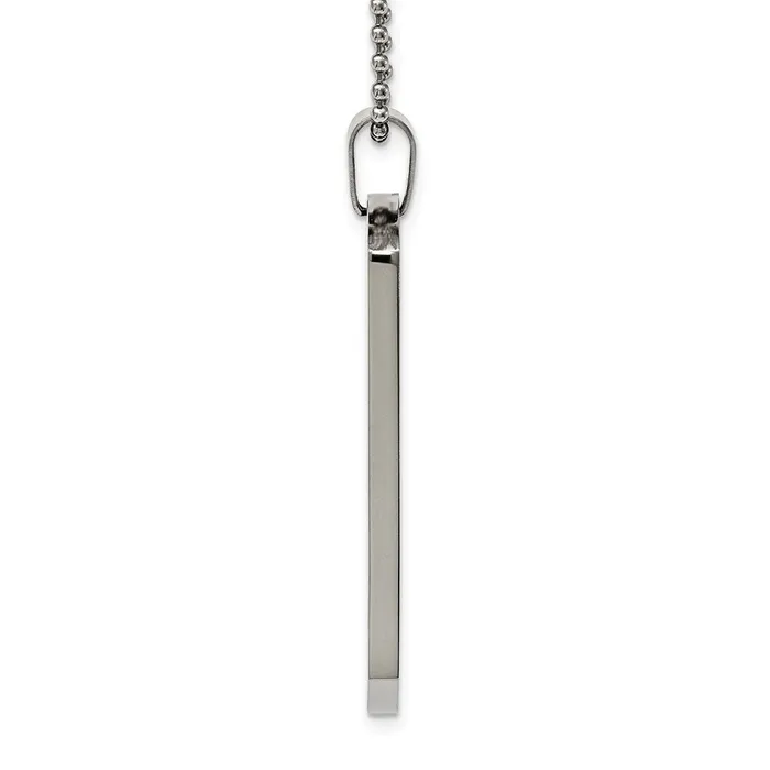 Chisel Stainless Steel Brushed and Polished Round Edge XLarge 4mm Dog Tag on a 24 inch Ball Chain Necklace TreasureFineJewelers Necklaces