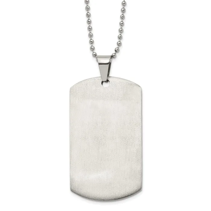 Chisel Stainless Steel Brushed and Polished Round Edge XLarge 4mm Dog Tag on a 24 inch Ball Chain Necklace TreasureFineJewelers Necklaces