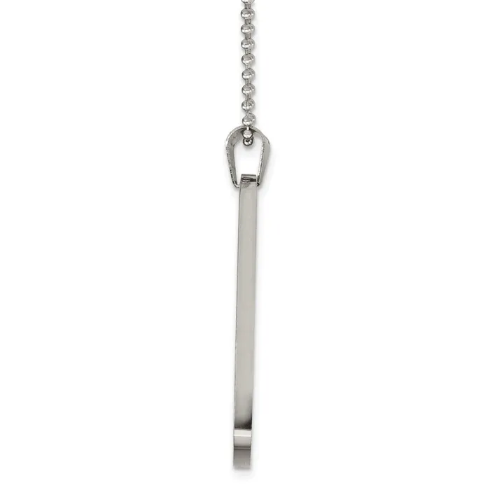Chisel Stainless Steel Brushed and Polished Round Edge XLarge 4mm Dog Tag on a 24 inch Ball Chain Necklace TreasureFineJewelers Necklaces
