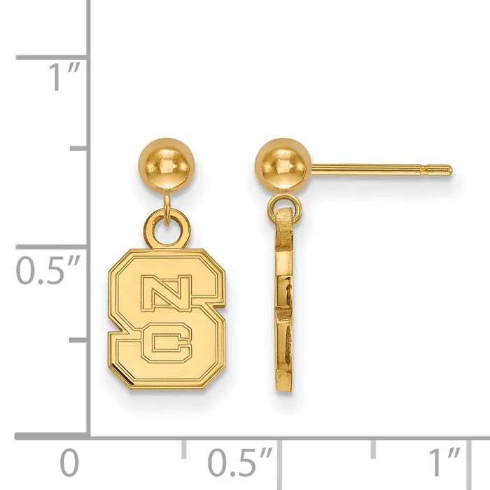 Earrings TreasureFineJewelers 14k Gold North Carolina State University NCS Dangle Ball Post Earrings