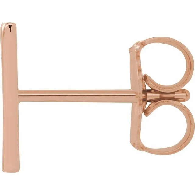 Earrings TreasureFineJewelers 14K Rose Gold Single Initial V Earring
