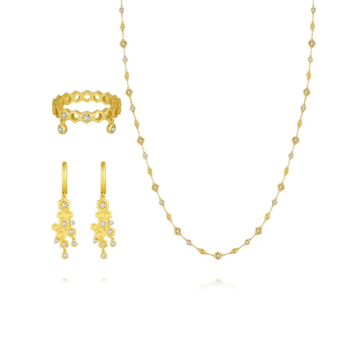 Earrings Trendolla Jewelry Honeycomb With Honey Ring Earrings Necklaces Jewelry Sets designed by LifeWithMaK