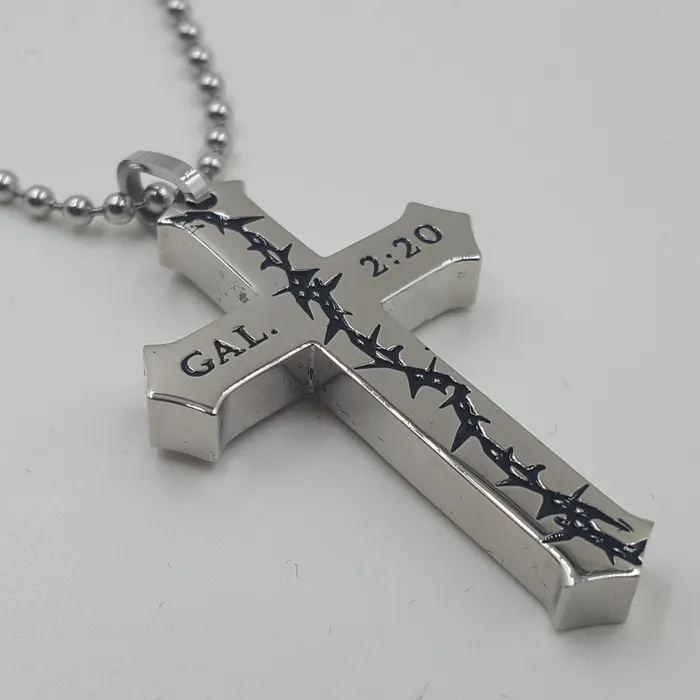 GALATIANS 220 Crown Of Thorns Cross Necklace Stainless Steel Chain North Arrow Shop Necklaces GALATIANS 220 Crown Of Thorns Cross Necklace Stainless Steel Chain North Arrow Shop Necklaces