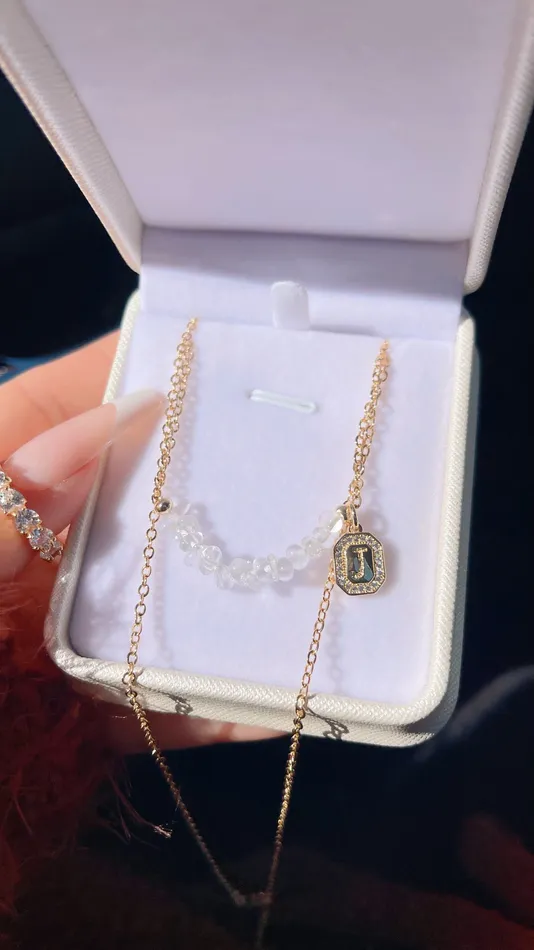 MP Jewelry Necklaces Clear Quartz Initial Necklace