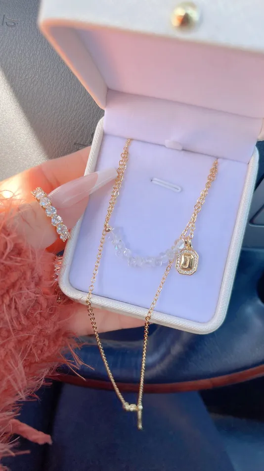 MP Jewelry Necklaces Clear Quartz Initial Necklace