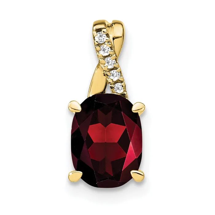 Necklaces 10k Oval Garnet and Diamond Pendant TreasureFineJewelers