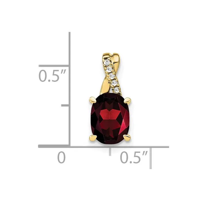 Necklaces 10k Oval Garnet and Diamond Pendant TreasureFineJewelers