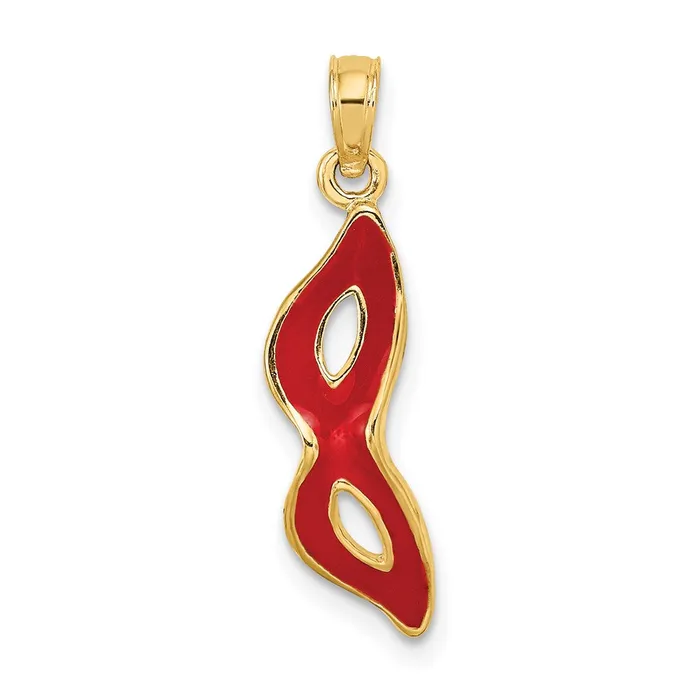 Necklaces 14K 3D and Beveled WRed Enamel Masquerade Mask Pendant TreasureFineJewelers Necklaces 14K 3D and Beveled WRed Enamel Masquerade Mask Pendant TreasureFineJewelers