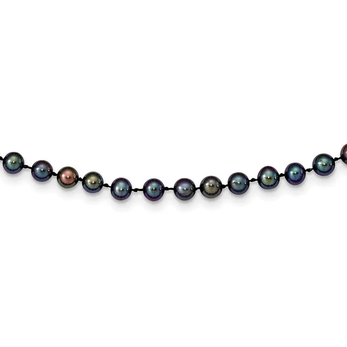 Necklaces 14k 56mm Black Near Round Freshwater Cultured Pearl Necklace TreasureFineJewelers