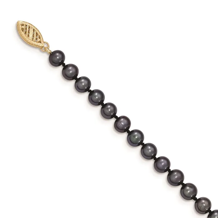 Necklaces 14k 56mm Black Near Round Freshwater Cultured Pearl Necklace TreasureFineJewelers