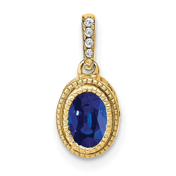Necklaces 14k Oval Sapphire and Diamond Pendant TreasureFineJewelers