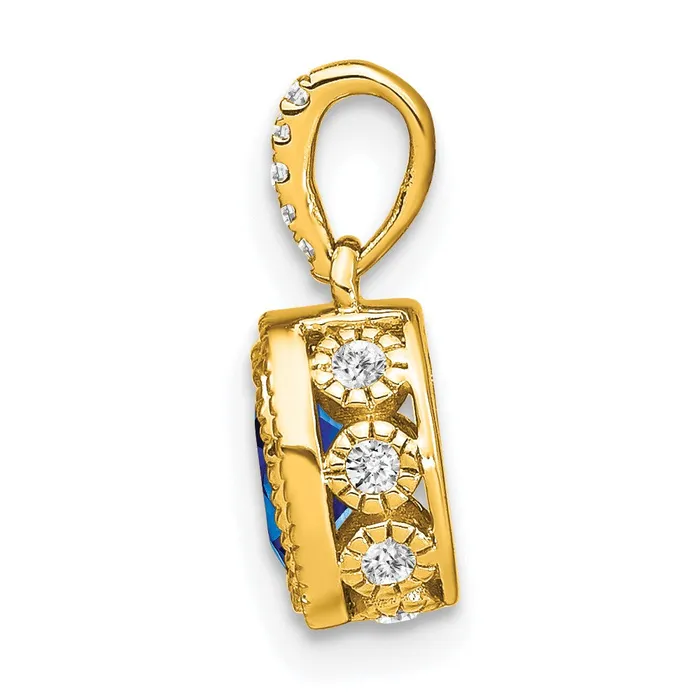 Necklaces 14k Oval Sapphire and Diamond Pendant TreasureFineJewelers