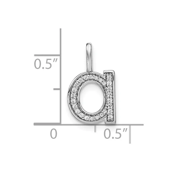 Necklaces 14K White Gold Diamond Lower Case Letter A Initial Pendant TreasureFineJewelers