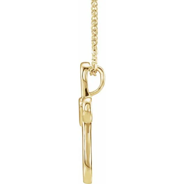 Necklaces 14K Yellow Cross with Heart 1618 Necklace TreasureFineJewelers