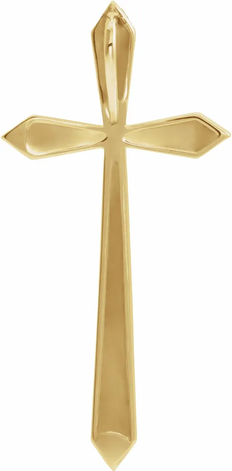 Necklaces 14K Yellow Gold 38x185 mm Elongated Cross Pendant TreasureFineJewelers