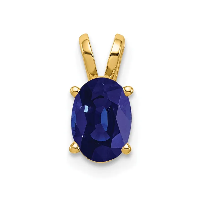 Necklaces 14k Yellow Gold 7x5mm Oval Sapphire Pendant TreasureFineJewelers Necklaces 14k Yellow Gold 7x5mm Oval Sapphire Pendant TreasureFineJewelers