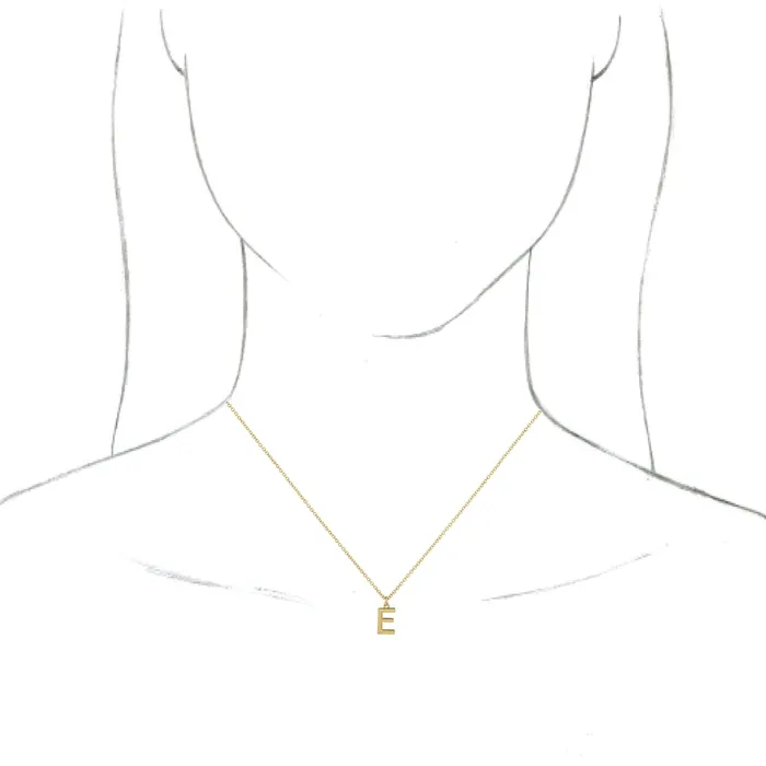 Necklaces 14K Yellow Gold Initial E Dangle 16 Necklace TreasureFineJewelers