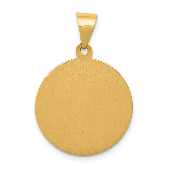 Necklaces 14k Yellow Gold Polished and Satin St Theresa Medal Hollow Pendant TreasureFineJewelers
