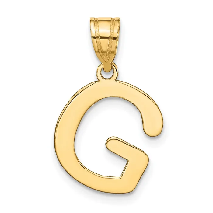 Necklaces 14k Yellow Gold Polished Bubble Letter G Initial Pendant TreasureFineJewelers Necklaces 14k Yellow Gold Polished Bubble Letter G Initial Pendant TreasureFineJewelers