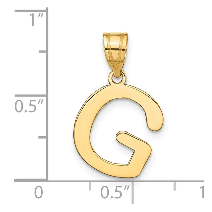 Necklaces 14k Yellow Gold Polished Bubble Letter G Initial Pendant TreasureFineJewelers