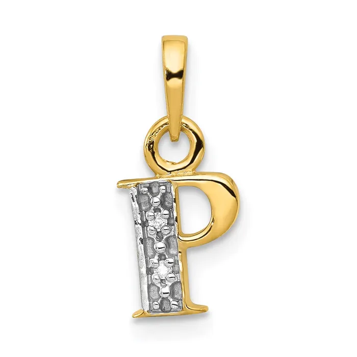 Necklaces 14k Yellow Gold Rhodium with Rhodium Diamond Letter P Initial Pendant TreasureFineJewelers Necklaces 14k Yellow Gold Rhodium with Rhodium Diamond Letter P Initial Pendant TreasureFineJewelers