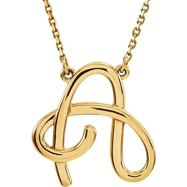 Necklaces 14K Yellow Gold Script Initial A 16 Necklace TreasureFineJewelers Necklaces 14K Yellow Gold Script Initial A 16 Necklace TreasureFineJewelers