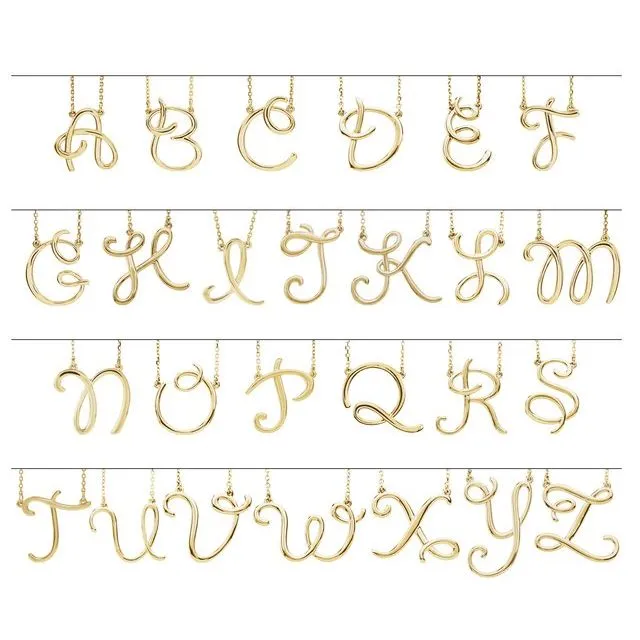 Necklaces 14K Yellow Gold Script Initial A 16 Necklace TreasureFineJewelers