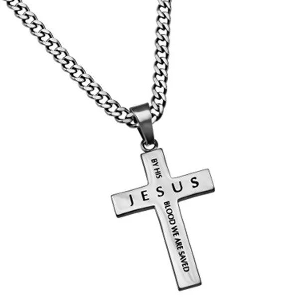 Necklaces JESUS SAVES Romans 59 Simple Cross Necklace For Guys Stainless Steel North Arrow Shop Necklaces JESUS SAVES Romans 59 Simple Cross Necklace For Guys Stainless Steel North Arrow Shop