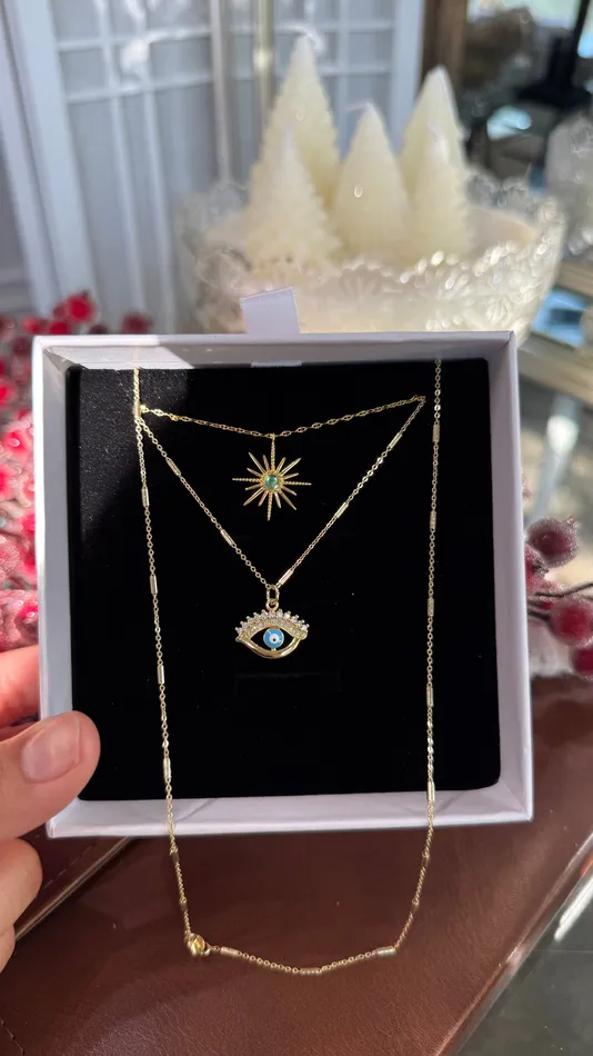 Necklaces Light Blue Protection Necklace Set MP Jewelry
