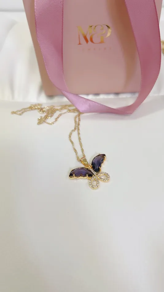 Necklaces Morena and Proud Lav Butterfly Necklace