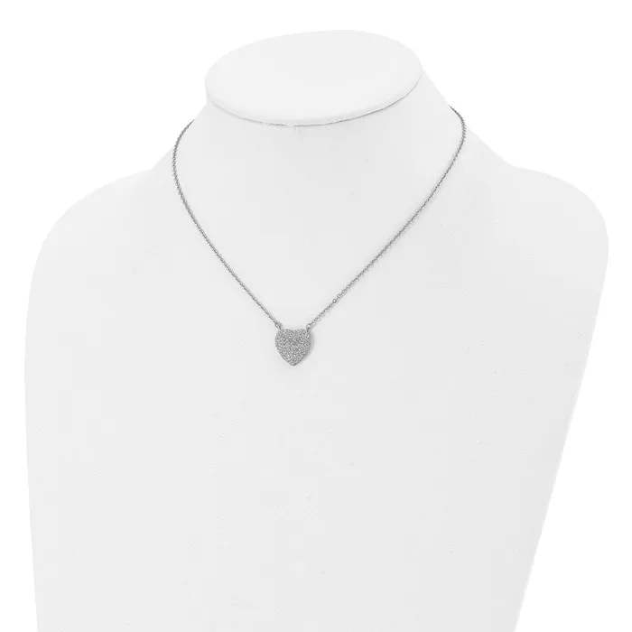Necklaces Stainless Steel Polished wPreciosa Crystal Heart 16in w2in ext Necklace TreasureFineJewelers