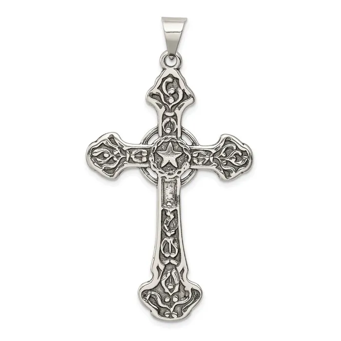Necklaces Sterling Silver Antiqued Cross Pendant TreasureFineJewelers