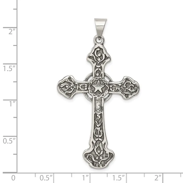 Necklaces Sterling Silver Antiqued Cross Pendant TreasureFineJewelers