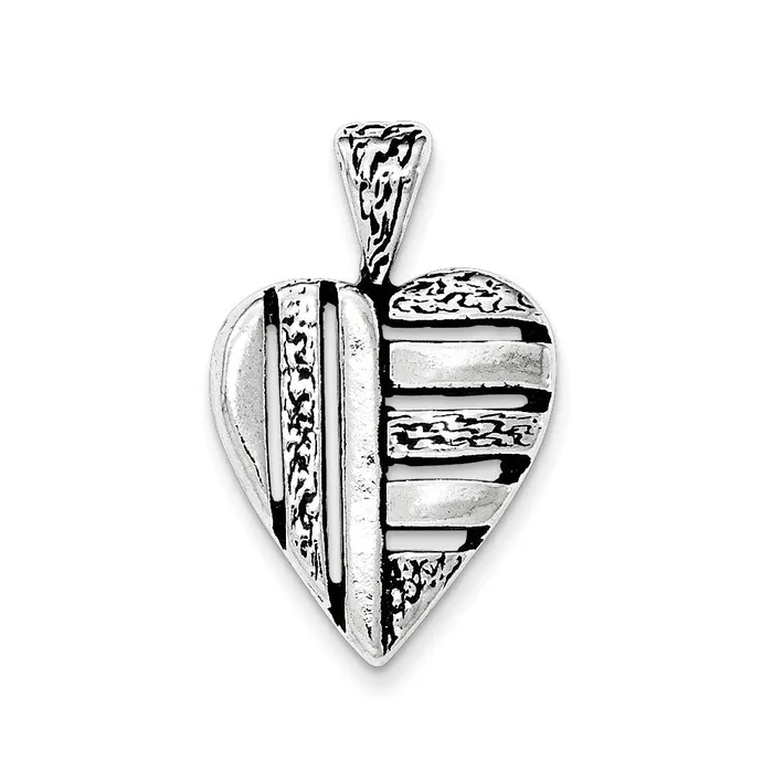 Necklaces Sterling Silver Antiqued Heart Chain Slide Pendant TreasureFineJewelers Necklaces Sterling Silver Antiqued Heart Chain Slide Pendant TreasureFineJewelers