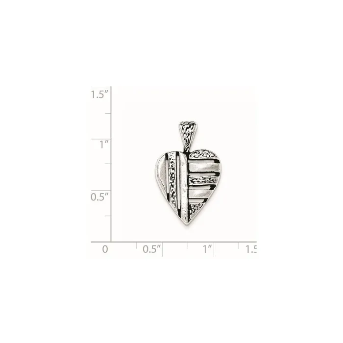 Necklaces Sterling Silver Antiqued Heart Chain Slide Pendant TreasureFineJewelers