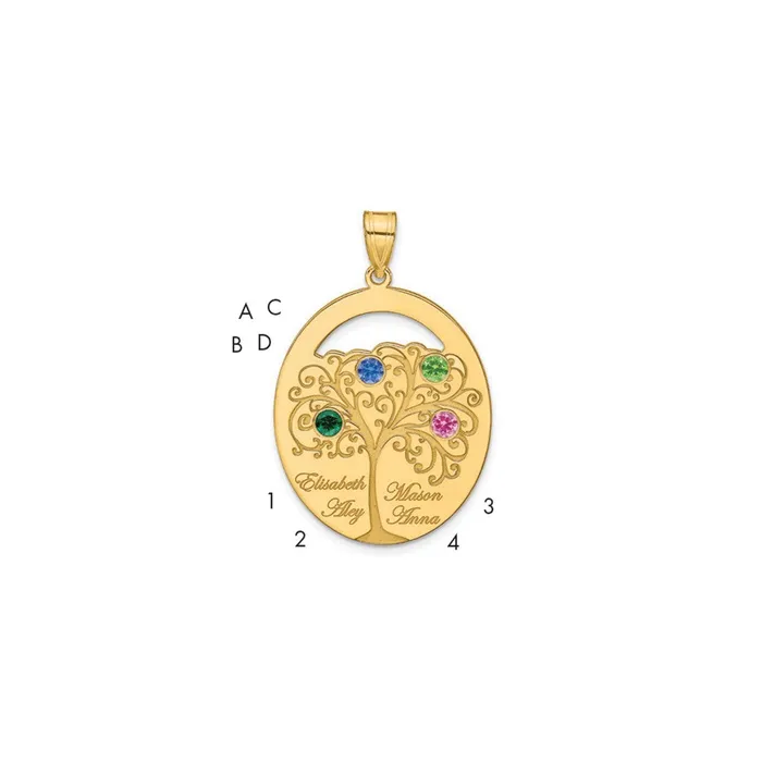 Necklaces Sterling SilverGoldplated 4 Birthstone with SS Bezel Family Pendant TreasureFineJewelers Necklaces Sterling SilverGoldplated 4 Birthstone with SS Bezel Family Pendant TreasureFineJewelers
