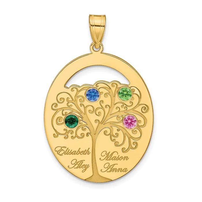 Necklaces Sterling SilverGoldplated 4 Birthstone with SS Bezel Family Pendant TreasureFineJewelers