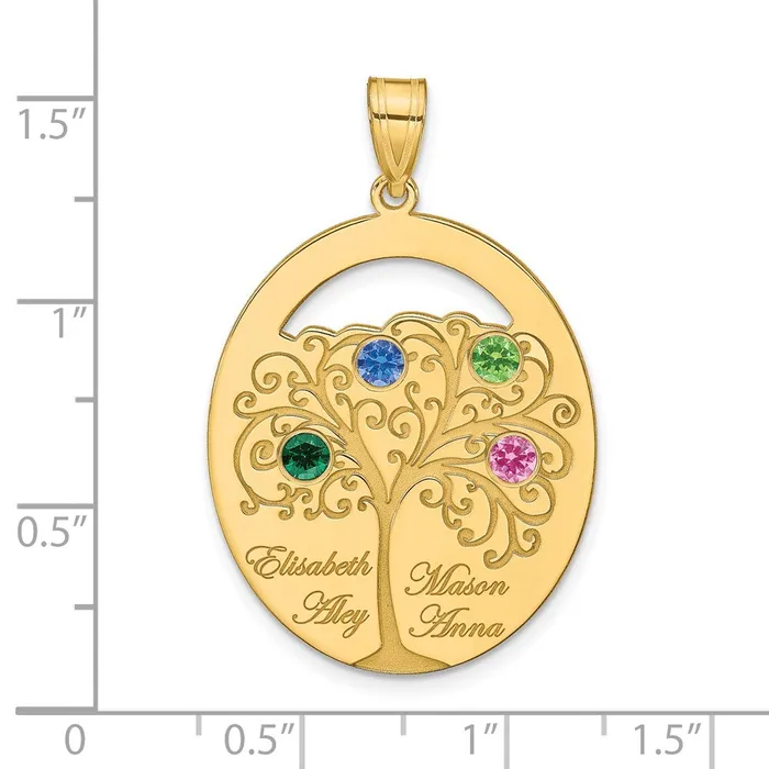 Necklaces Sterling SilverGoldplated 4 Birthstone with SS Bezel Family Pendant TreasureFineJewelers