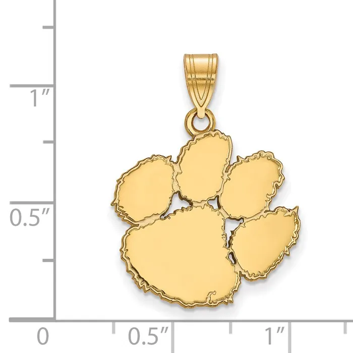 Necklaces Sterling Silver Goldplated Clemson University Tiger Paw Large Pendant TreasureFineJewelers